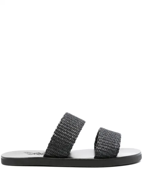 Ancient Greek Sandals Zeus straw slides Black ZEUSRAFFIABLACK