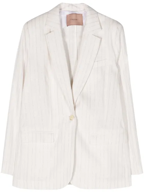 TWINSET striped single-breasted blazer White 241TT2220
