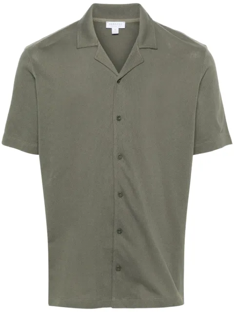 Sunspel cotton piqué-weave shirt Green MSHT2046