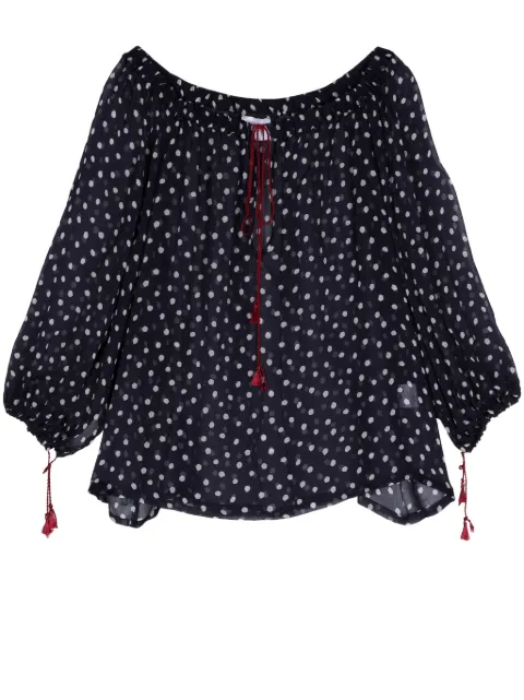 Merci polka dot-print sheer blouse Blue C373