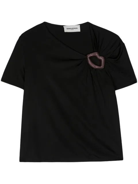 Sonia Rykiel mouth-detail jersey T-shirt Black T045VI10