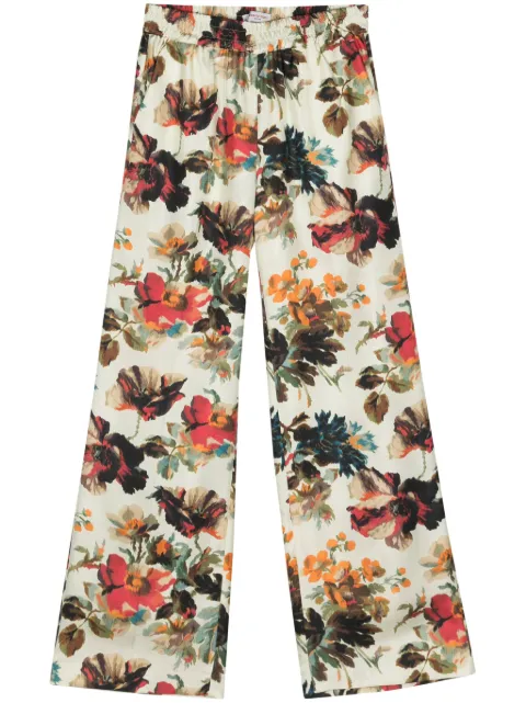 Alberto Biani floral silk straight trousers Green CV872SE3175