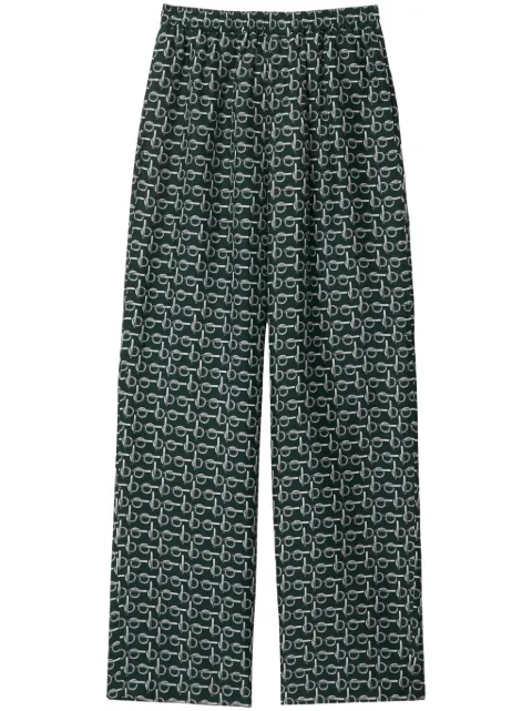 Burberry b zipper-print silk trousers Green 8090495