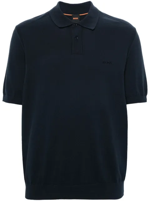 BOSS fine-knit polo shirt Blue 50514223