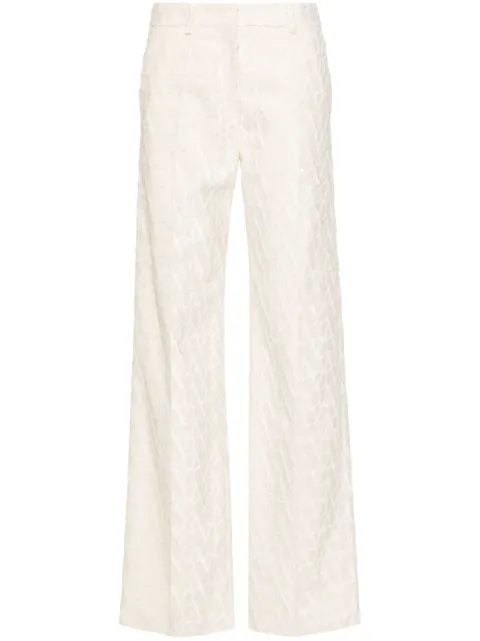 Valentino Garavani Toile Iconographe flocked tailored trousers White BRB4M78CE