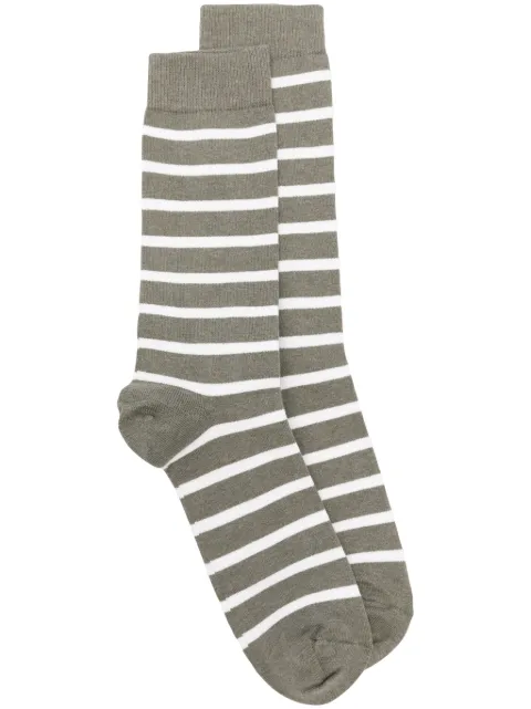 Sunspel striped ankle socks Green MSOC9726BRS