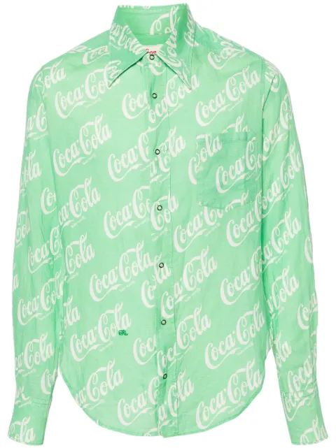 ERL x Coca-Cola monogram-print shirt Green ERL08B015