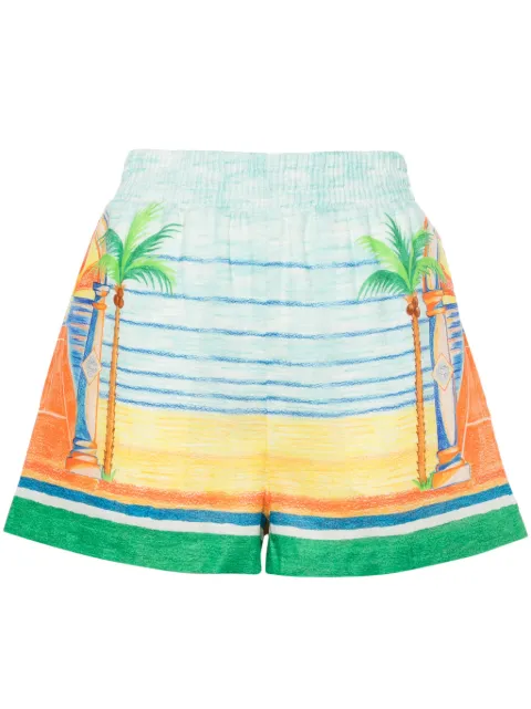 Casablanca Day of Victory linen shorts Blue WS24TR10418