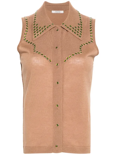 Dorothee Schumacher stud-embellished knitted top Brown 610107