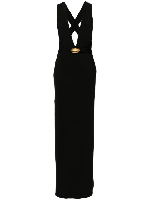 TOM FORD plunging-neck sleeveless gown Black ABJ771JEX092