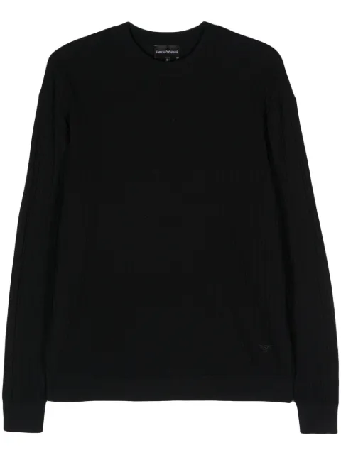 Emporio Armani logo-embroidered cotton jumper Blue 3D1MXF1MPEZ