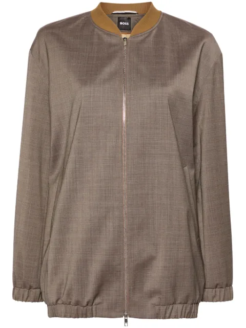 BOSS checked wool bomber jacket Brown 50514263