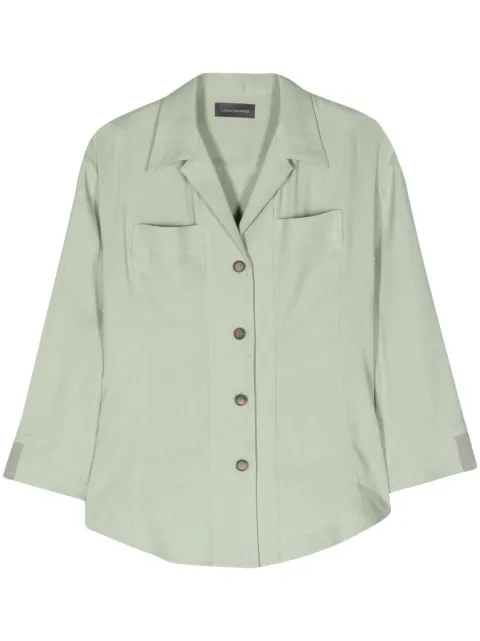 Lorena Antoniazzi camp-collar linen-blend shirt Green E2429CA34A3347608
