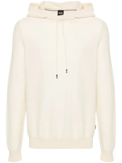 BOSS knitted cotton blend hoodie Neutrals 50511771