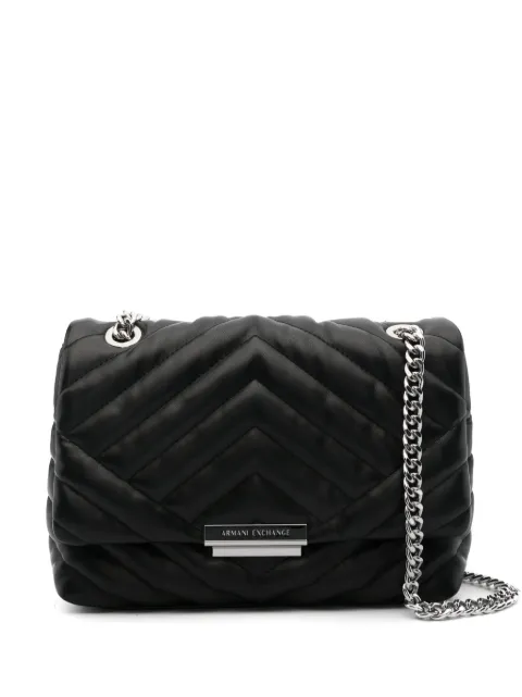 Armani Exchange logo-plaque quilted shoulder-bag Black 9491224R742