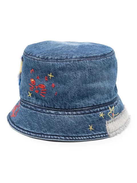 Marni embroidered denim bucket hat Blue CLZC0126LSUSCW23