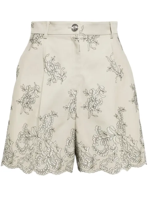 Giambattista Valli floral-embroidered high-waist shorts Neutrals SVCA308864EMB