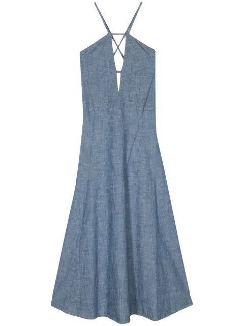 Semicouture cut-out chambray maxi dress Blue S4SY12