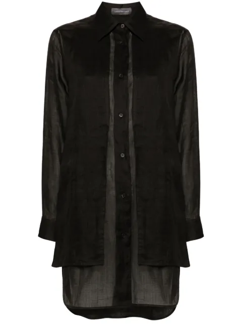 Lorena Antoniazzi layered ramie shirt Black E2447CA44A4248
