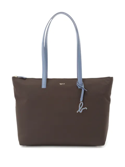 agnès b. logo-lettering two-tone tote bag Brown P223VNS1