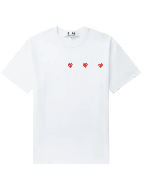 Comme Des Garçons Play triple heart-print T-shirt White AXT337051