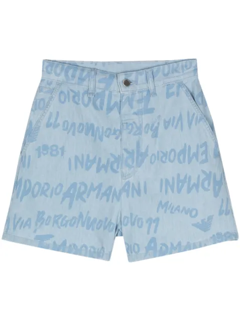 Emporio Armani logo-print chambray shorts Blue 3D2J772DV2Z