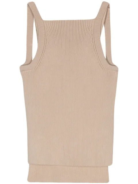 Emporio Armani layered ribbed-knit tank top Neutrals 3D2KXX2M83Z