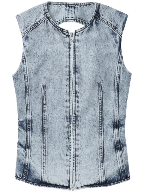 Juun.J acid-wash denim vest Blue JW4464W54