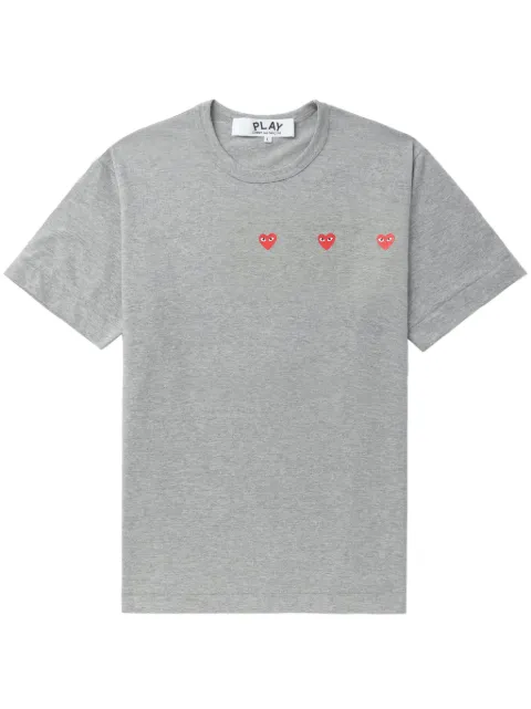 Comme Des Garçons Play Triple Hearts cotton T-shirt Grey P1T337