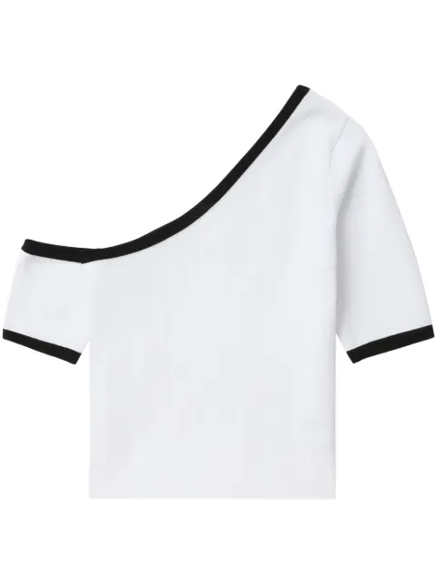 Juun.J contrasting-trim one-shoulder top White JW4451W51