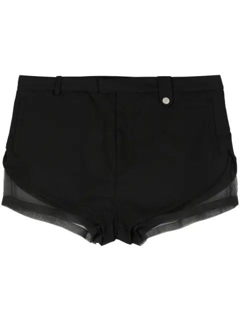 EGONlab. sheer panelling wool mini shorts Black SS24SHORT002