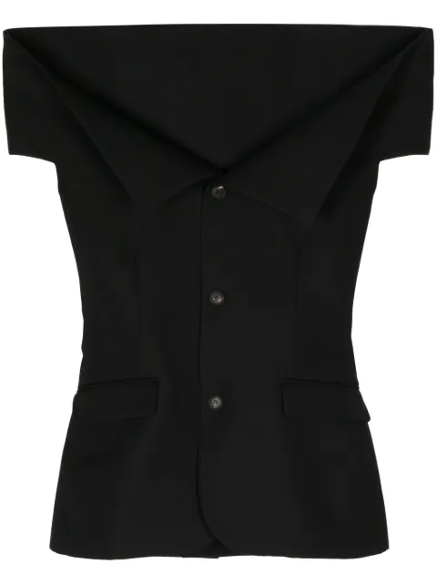 EGONlab. off-shoulder single-breasted vest Black SS24BL005