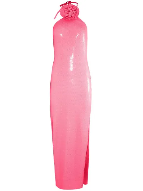 Rodarte floral-appliqué sequined gown Pink PS2424B