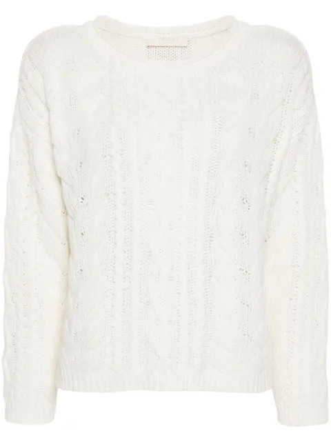 TWINSET logo-patch cable-knit jumper White 241TP3441