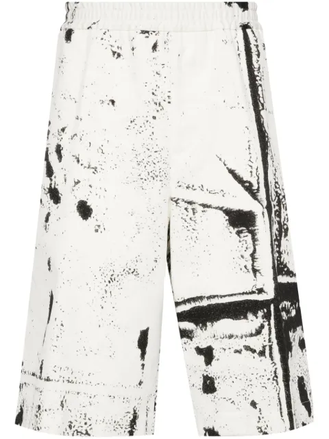 Alexander McQueen abstract-print twill shorts White 781859QOAA1