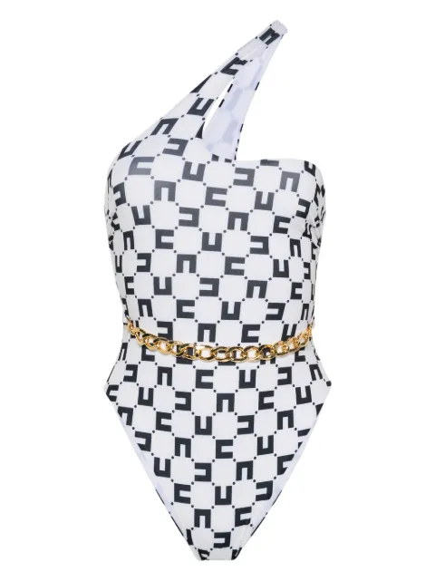 Elisabetta Franchi chain-detail monogram swimsuit White CS55N41E2