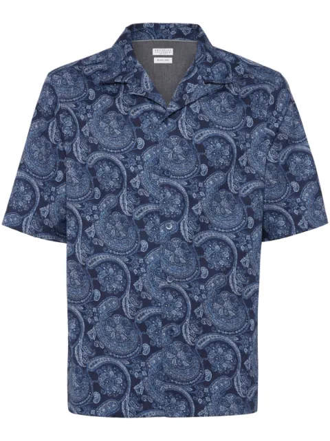 Brunello Cucinelli paisley-print cotton shirt Blue MM6640615PC001