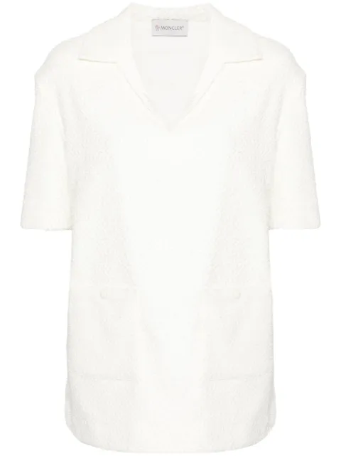 Moncler logo-appliqué textured top Neutrals J10932G00012597NZ