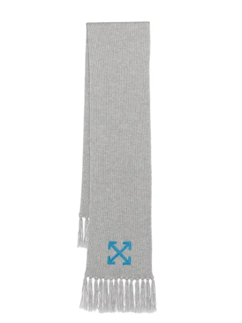 Off-White Arrows-embroidered wool scarf Grey OMMA043S23KNI0010843