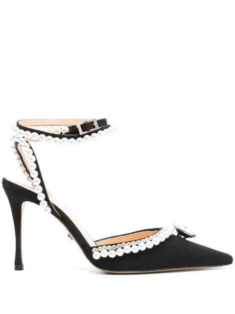 MACH & MACH 100mm crystal pumps Black SS24S060695GRSBLK