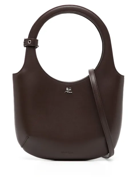 Courrèges Holy leather tote bag Brown 224GSA102CR0065
