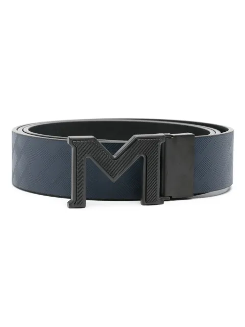 Montblanc logo-buckle leather belt Blue 198648