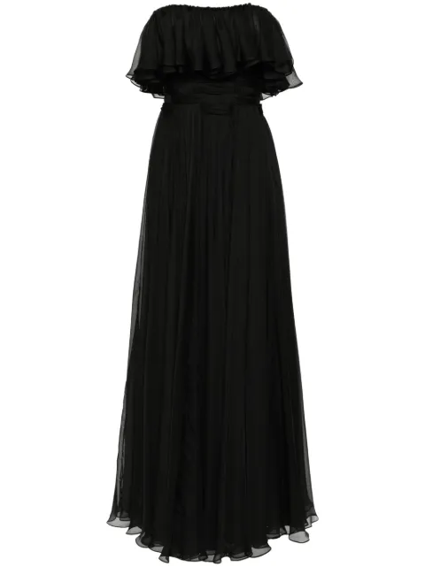 Gemy Maalouf strapless ruffled gown Black EDSS221747LD