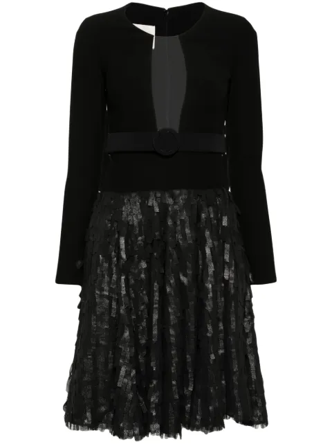 Gemy Maalouf belted fringed midi dress Black ED1658LD