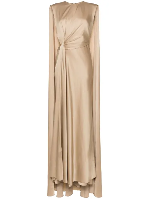 Gemy Maalouf draped-cape long dress Gold EDW241861LD