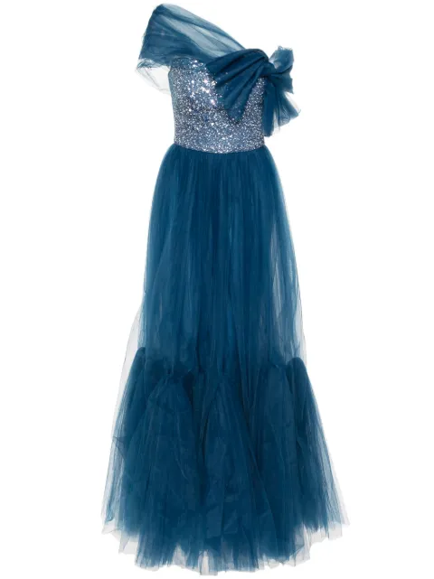 Gemy Maalouf off-shoulder tulle dress Blue EDW241860LD