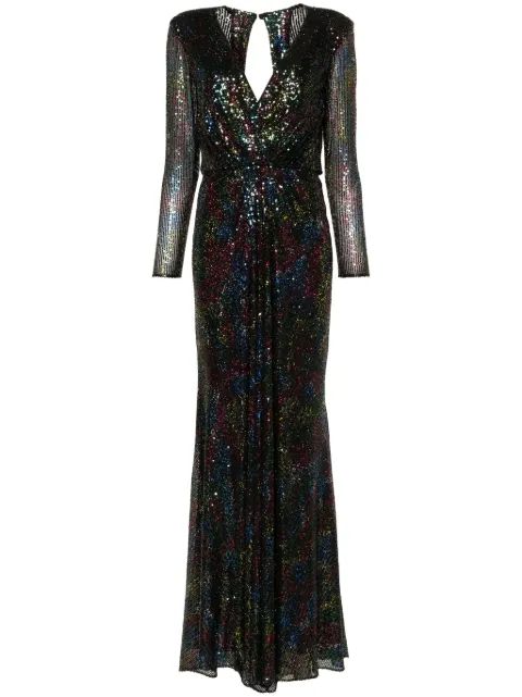 Gemy Maalouf sequinned long-sleeve gown Black EDW241865LD