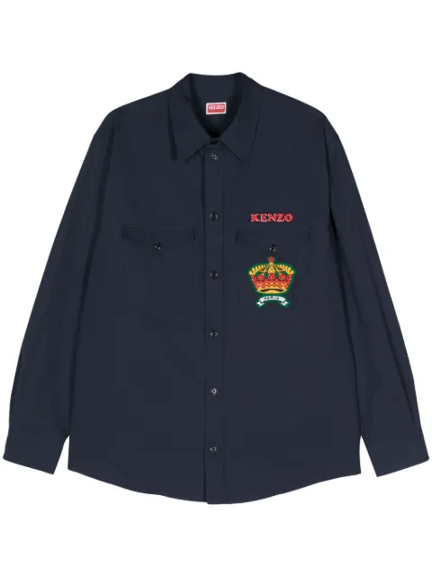 Kenzo logo-appliqué cotton shirt Blue FE55CH4149LP
