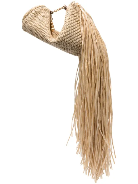 Cult Gaia Viera raffia clutch bag Neutrals CL3263SH2426