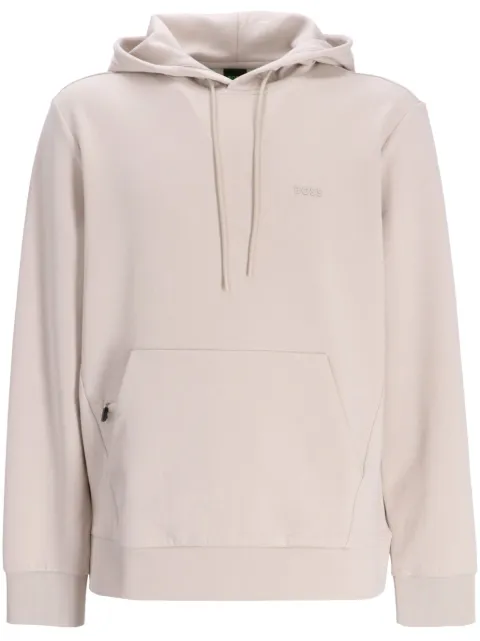 BOSS logo-appliqué jersey hoodie Neutrals 50506130